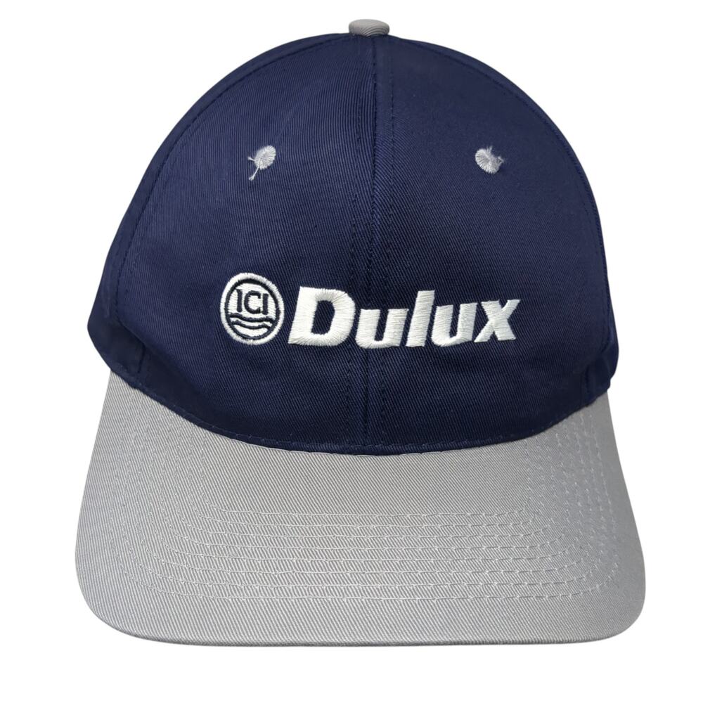 Dulux Snapback Cap Blue One Size Adjustable Embroidered Vented Holes 6 Panel TC
